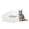 IRIS USA Large Open Top Cat Litter Tray, Sturdy Comfortable Easy to Clean Easy Access Open Air Senior Cat Kitty Rabbit Bunny Litter Pan Indoor, Pearl